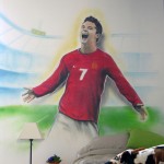 Graffiti dans la chambre d'un enfant passionné par le football et Cristiano Ronaldo à Genève.